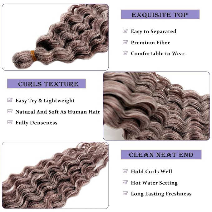 Mixed Bright Ash Brown Braiding Hair with Boho Curls