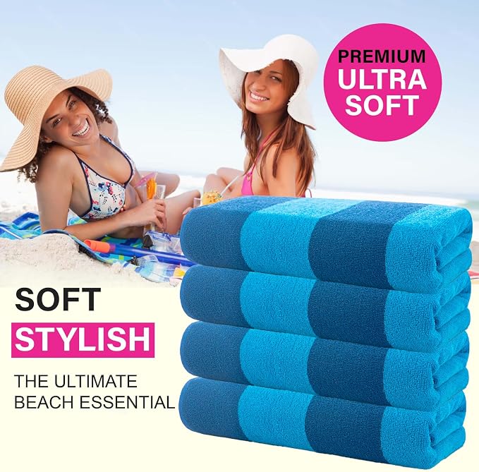 Malibu Beach Towels, 4 Pieces - Blue