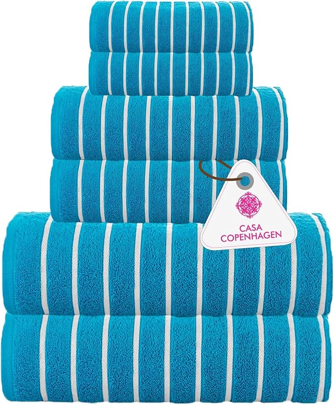 Ecstatic 6pcs Towel Set Teal Blue