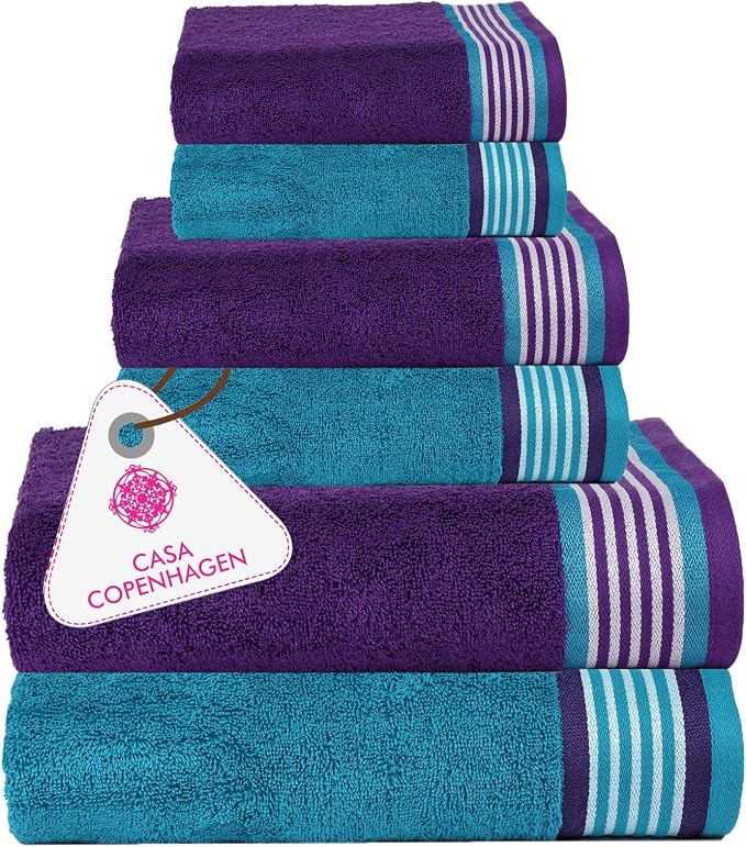 He & She 6pcs Towel Set Indigo-teal Green