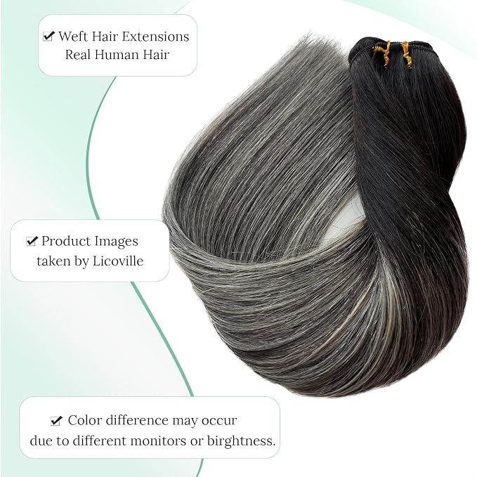 #1B Black to Silver Grey Balayage Weft