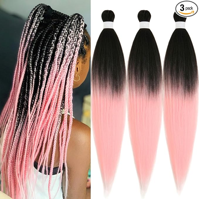 1B Peach Pink Ombre Braiding Hair 3 Packs