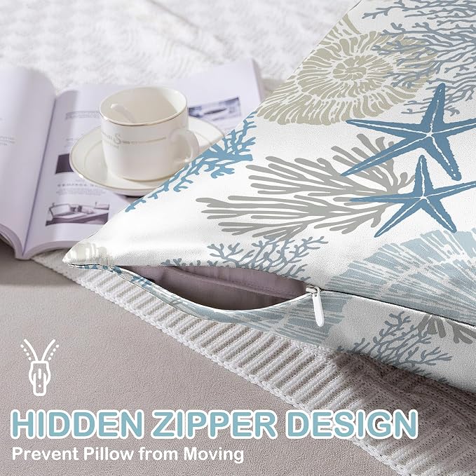 Starfish Seashell Coral Nautical Blue