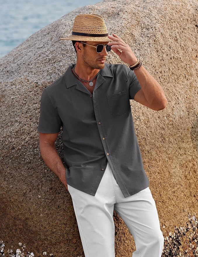 Dark Gray Shirt/White Pants