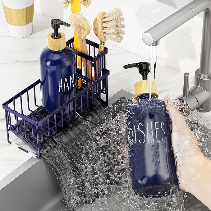 Navy Blue Sponge Holder + Navy Blue Bottle