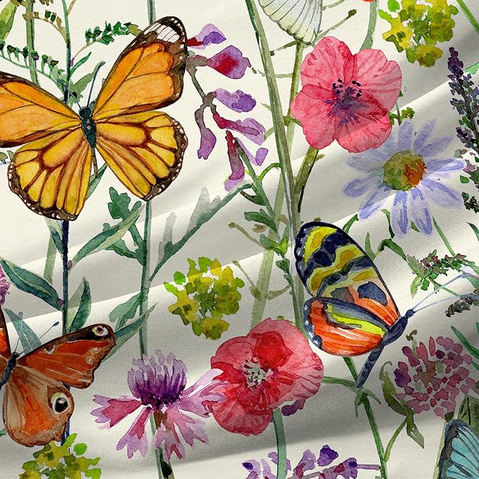 Watercolor Flowers and Butterflies