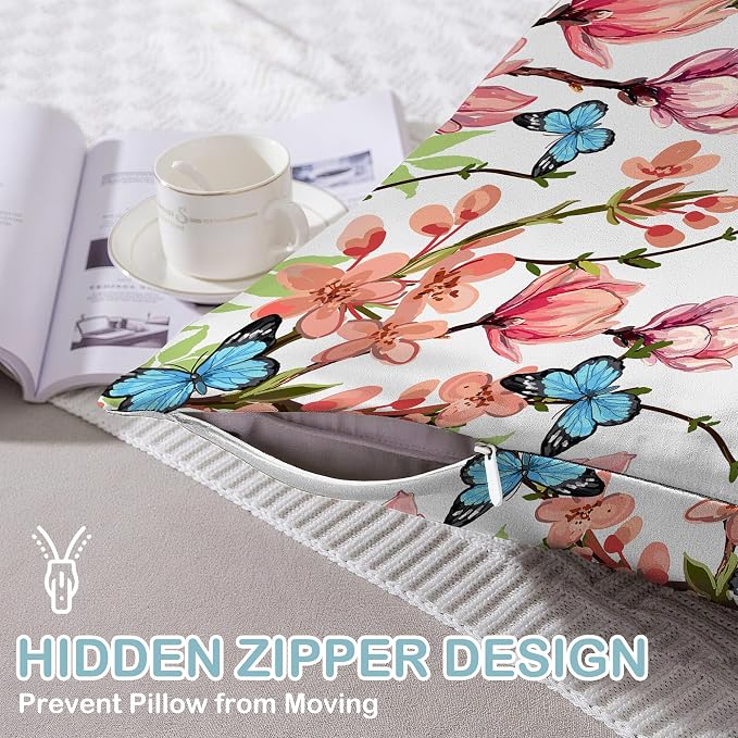 Hummingbird Floral Watercolor Flowers With Butterflies Leaves