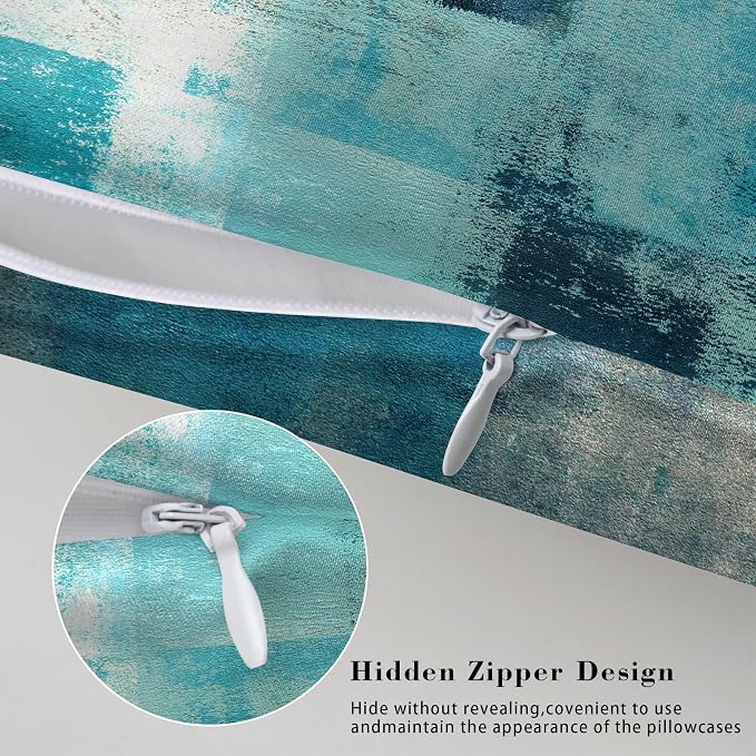 Turquoise and Grey Abstract Art