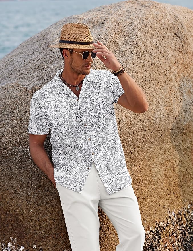 White Floral Shirt/White Pants