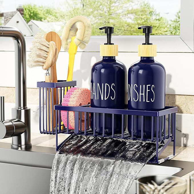 Navy Blue Sponge Holder + Navy Blue Bottle