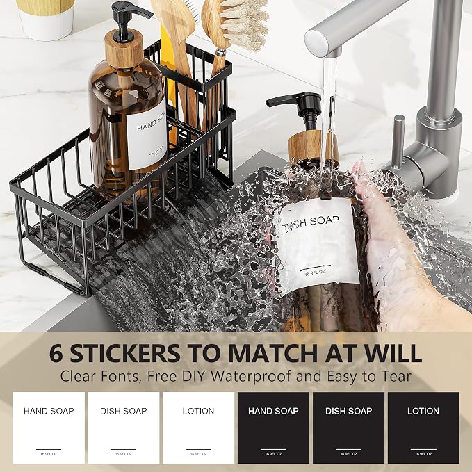 Black Sponge Holder + Amber Bottle