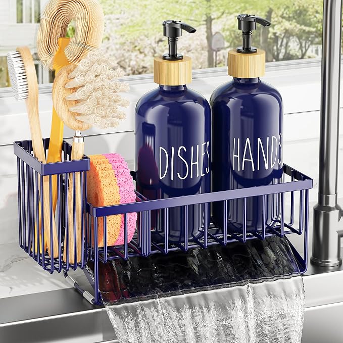 Navy Blue Sponge Holder + Navy Blue Bottle