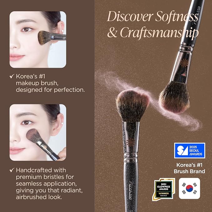Soft bristles for sheer, natural glow