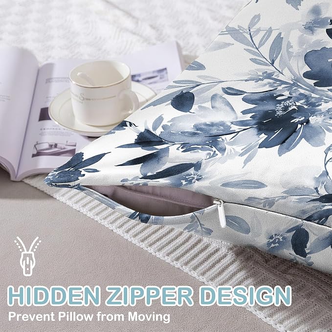 Watercolor Flowers Blue Floral