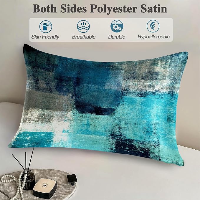 Turquoise and Grey Abstract Art