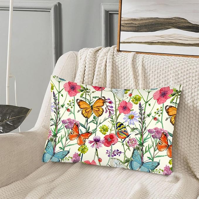 Watercolor Flowers and Butterflies